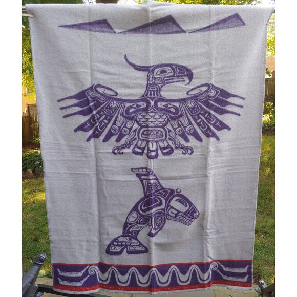Faribault Pacific NW Collection Wool Robe Blanket NIB Thunderbird & Whale NEW - Picture 1 of 10